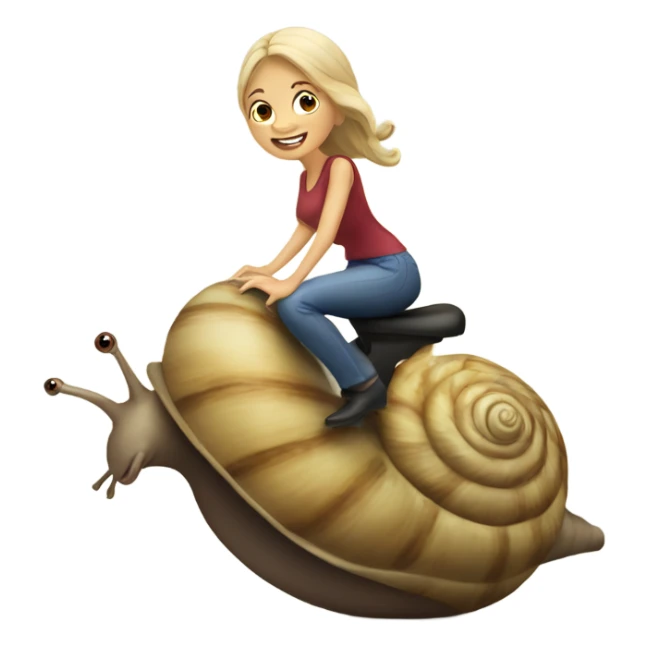 Caucasian Woman riding a snail sticker