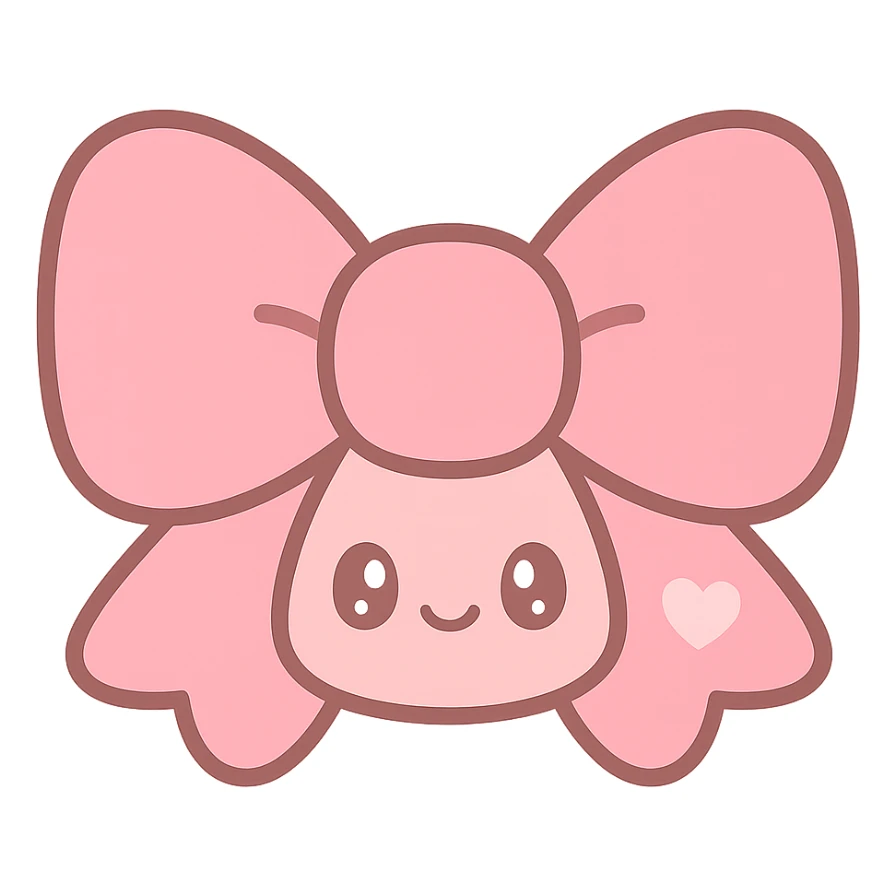 cute bow, pink and baby pink, kawaii style sticker