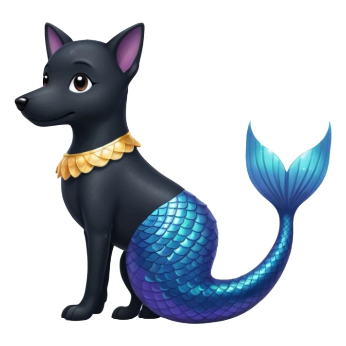 Black dog with mermaid tail sticker