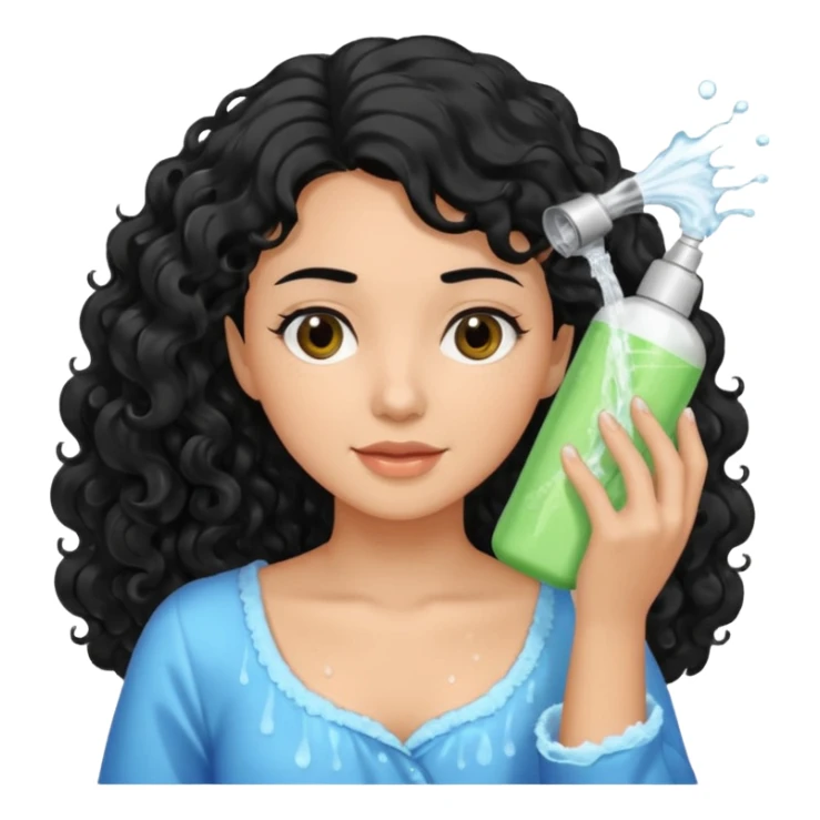 beautiful black hair washes her long curly hair with shampoo sticker
