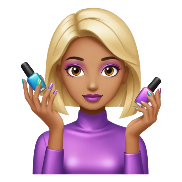futuristic female nail artist sticker