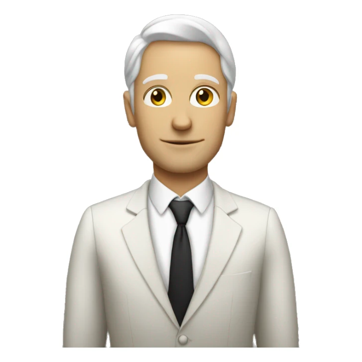 White solo man in formal attire no beard sticker