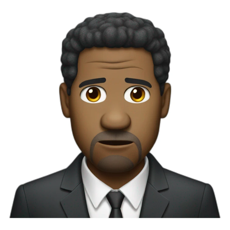 actor Denzel Washington angry cartoon wearing suit sticker
