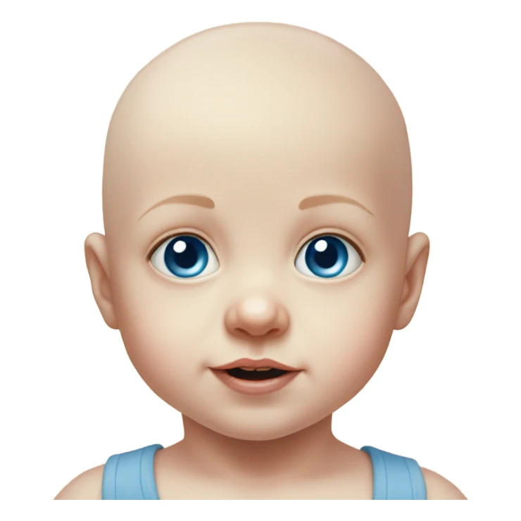 bald baby boy portrait realism blue eyes sticker