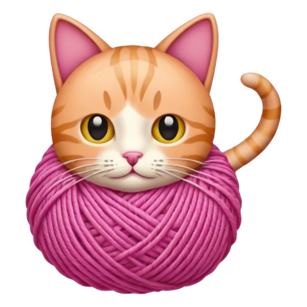 ball of yarn, pink, cat sticker
