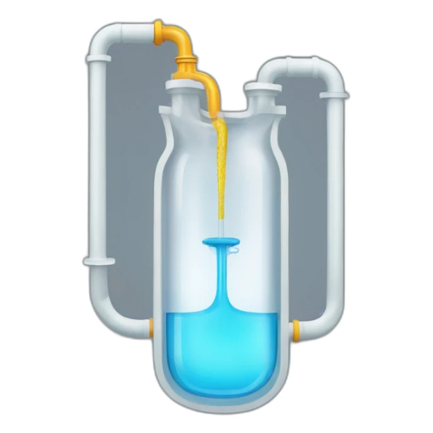 A siphon emoji consists of two containers, one higher than the other, connected by a tube. Liquid flows from the higher container to the lower one, representing the operation of a siphon sticker