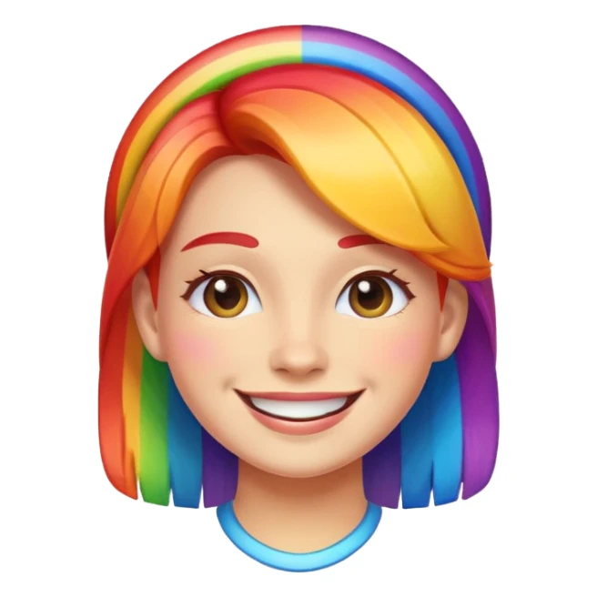 pride character, smiling, rainbow colors, inclusive and joyful vibe, modern Apple emoji style, clean vector look, soft gradients, simple background sticker