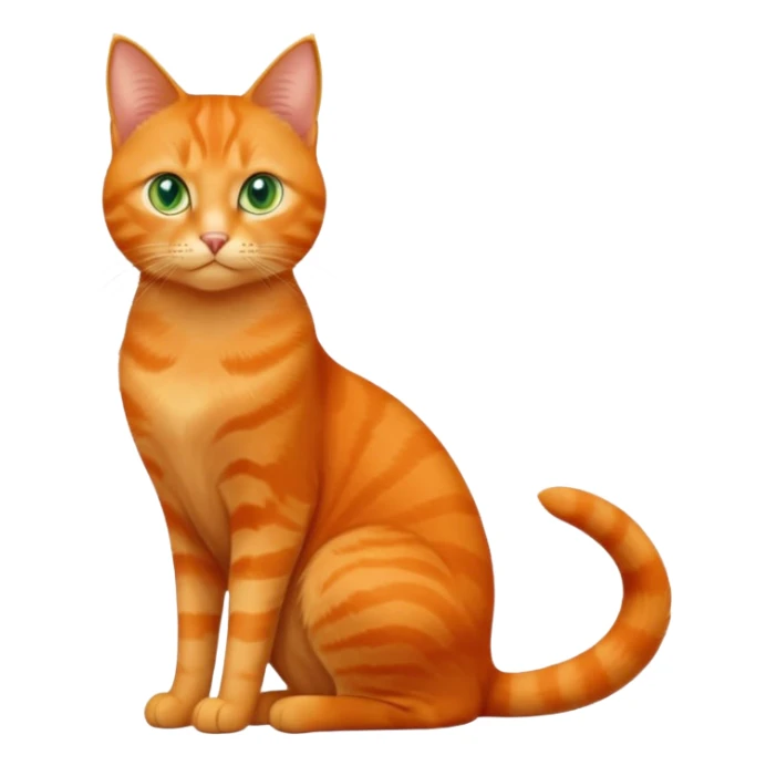 full body solid orange domestic shorthair slim cat sitting sticker