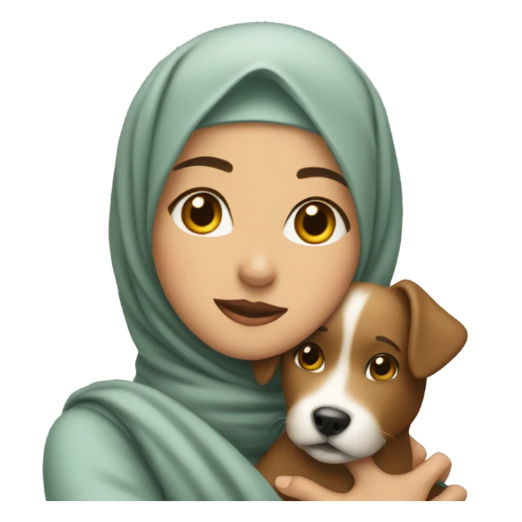 pretty woman with hijab hugging a dog sticker