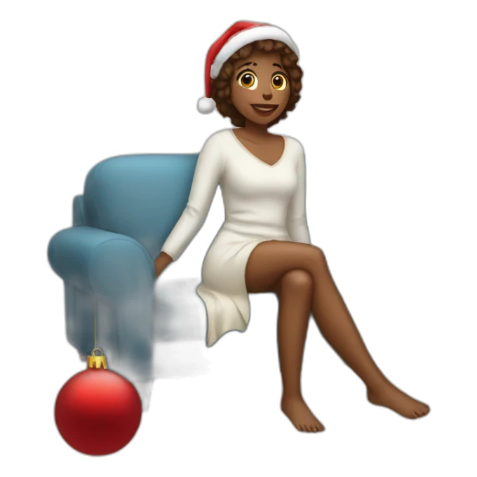 christmas girl on the couch sticker