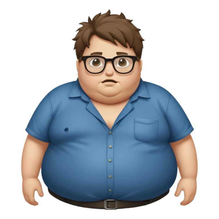 Hombre nerd obeso mórbido con la barriga saliendo de la camisa sticker