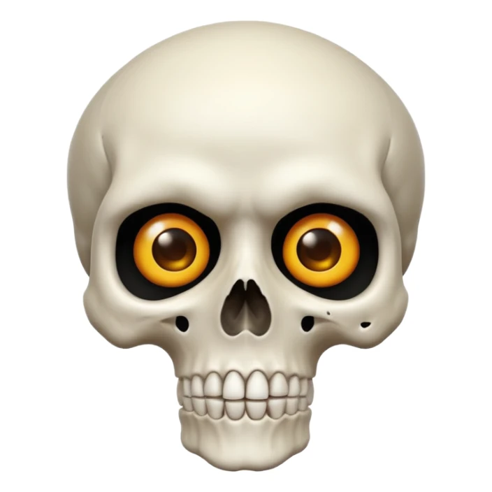 a skull face looking very suprized and mewing that looks very realistic sticker