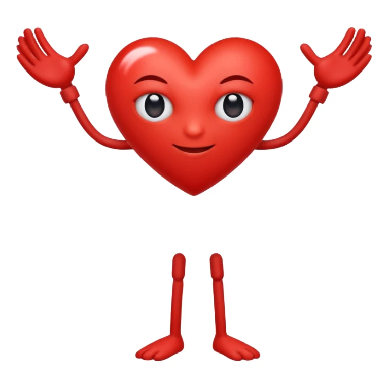 Red heart with arms and legs with one eye ball sticker