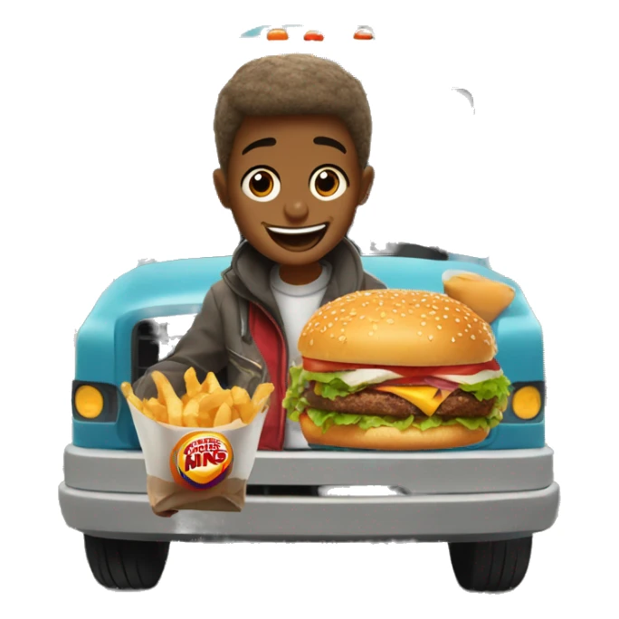 boy enjoying food with burger king crown on truck sticker