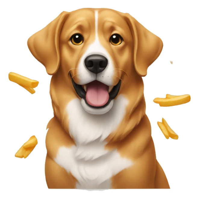 Dog eating French fries sticker
