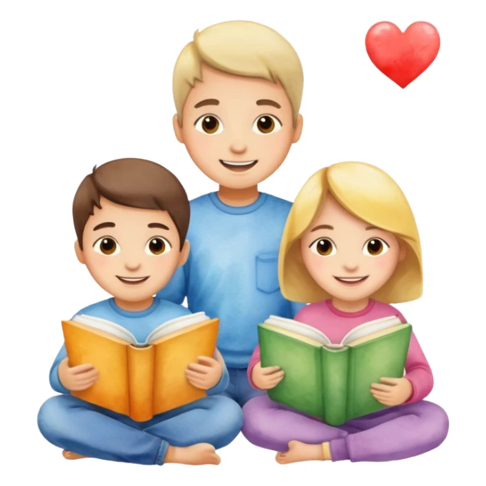 watercolor books and children  sticker