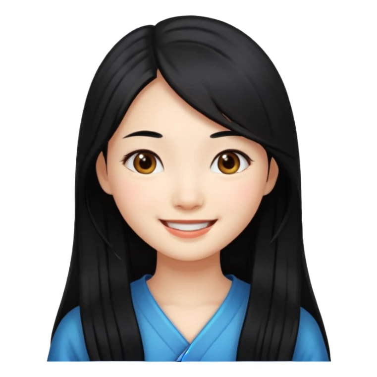 chinese girl with long hair, smiling sticker