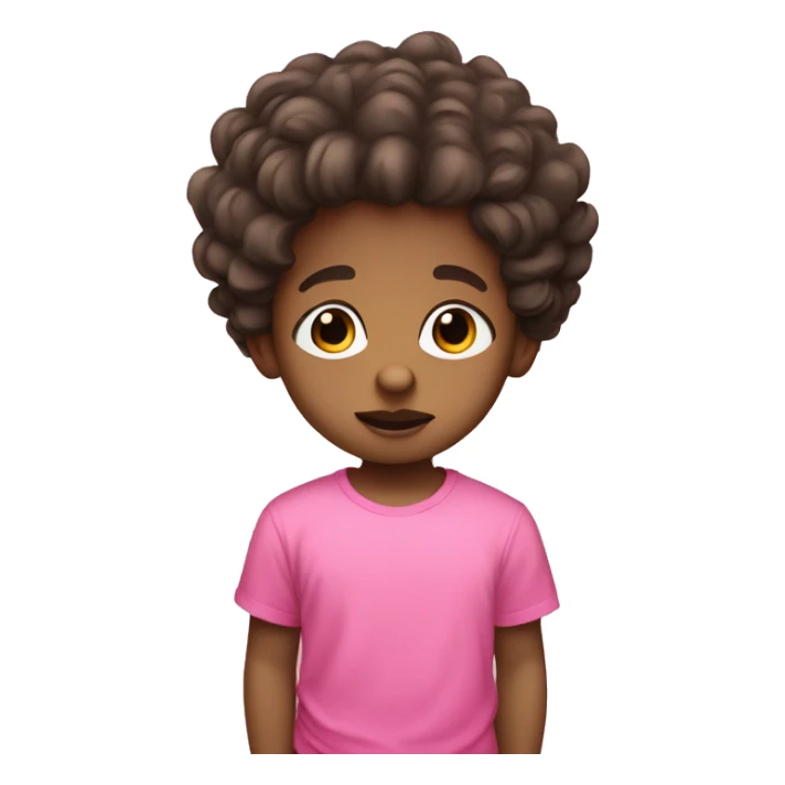 Young boy with medium light skin has a pacifier in his mouth dark and curled hair and a pink tshirt  sticker