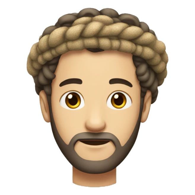 A white man with no beard and no mustache, with dread locks wearing a kippa sticker