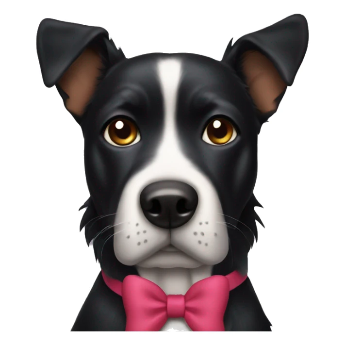 Black dog with bow clips on his ears sticker