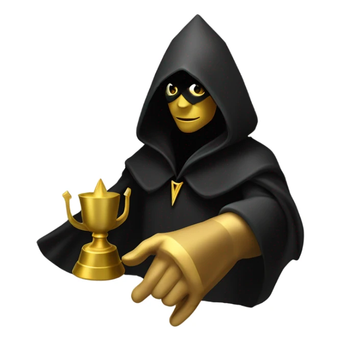 illuminati shadow figure standing in black cloak with gold pyramid on chest sticker