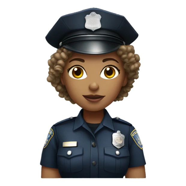 Female police officer curly hair light skinned  sticker