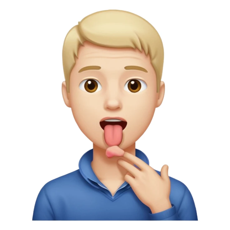 guy holding his neck sticking his tongue out  sticker