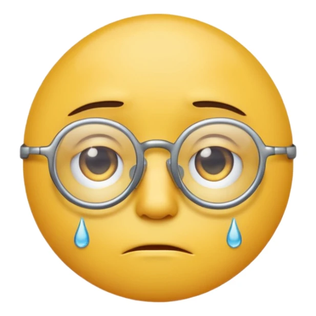 Make a sad emoji + glasses emoji sticker