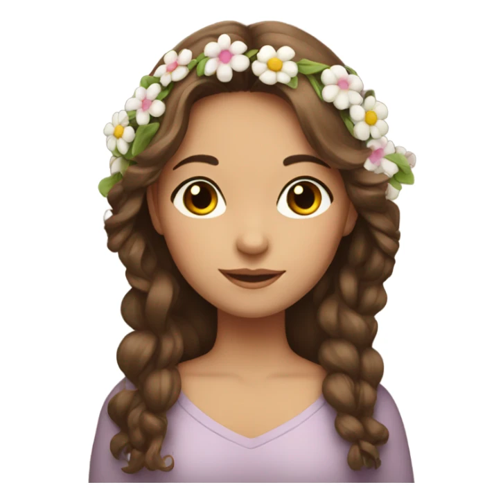 Brown haired girl with flowers in her hair sticker