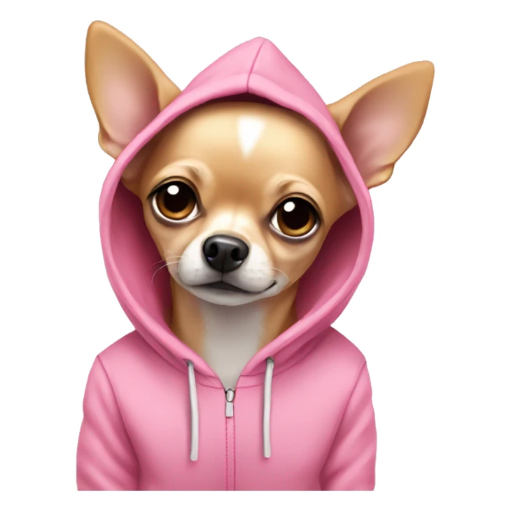 Beige chihuahua in a pink hoodie sticker