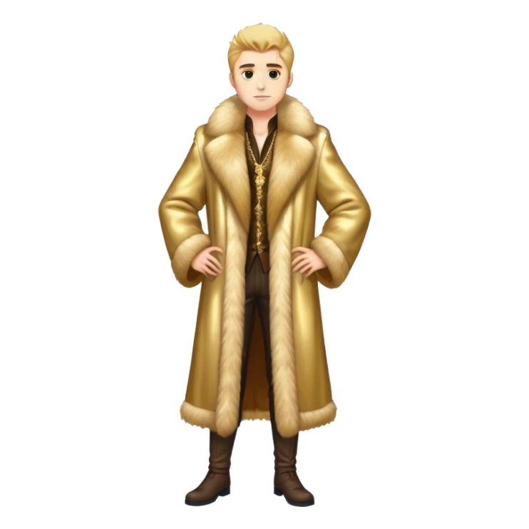 fullbody gold Long fur male coat sticker