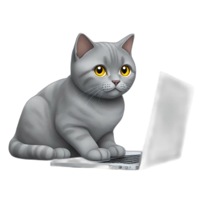 british shorthair cat trading on laptop sticker