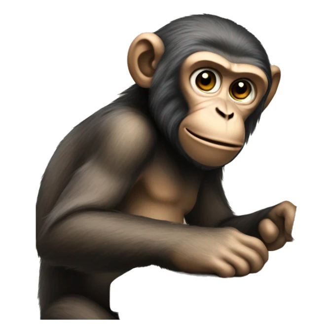 A monkey at a computer. There's a lot of money next to it. sticker