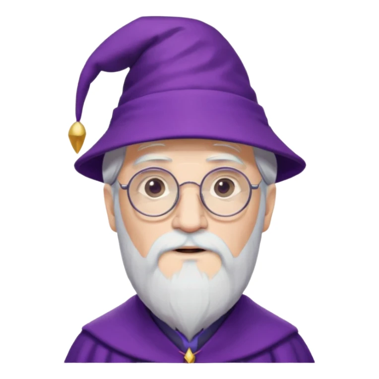 dumbledore, white hair, wear purple magic hat, glasses sticker