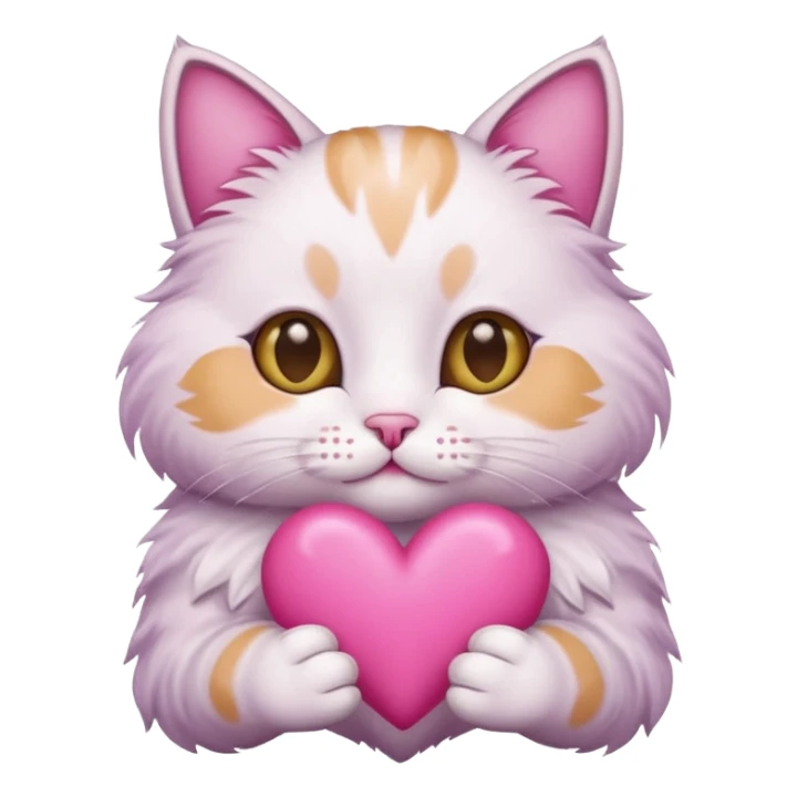 Cat with a pink heart in his hands sticker