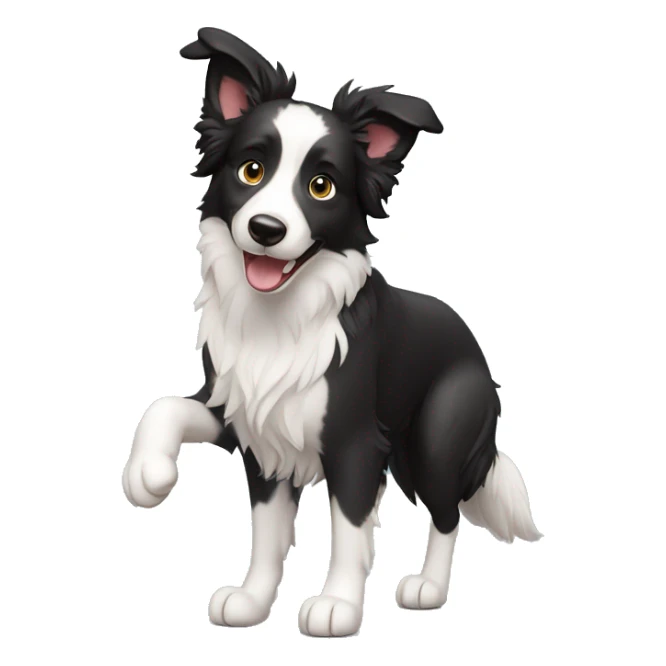 A cute Border Collie with its two front legs raised and smiling sticker