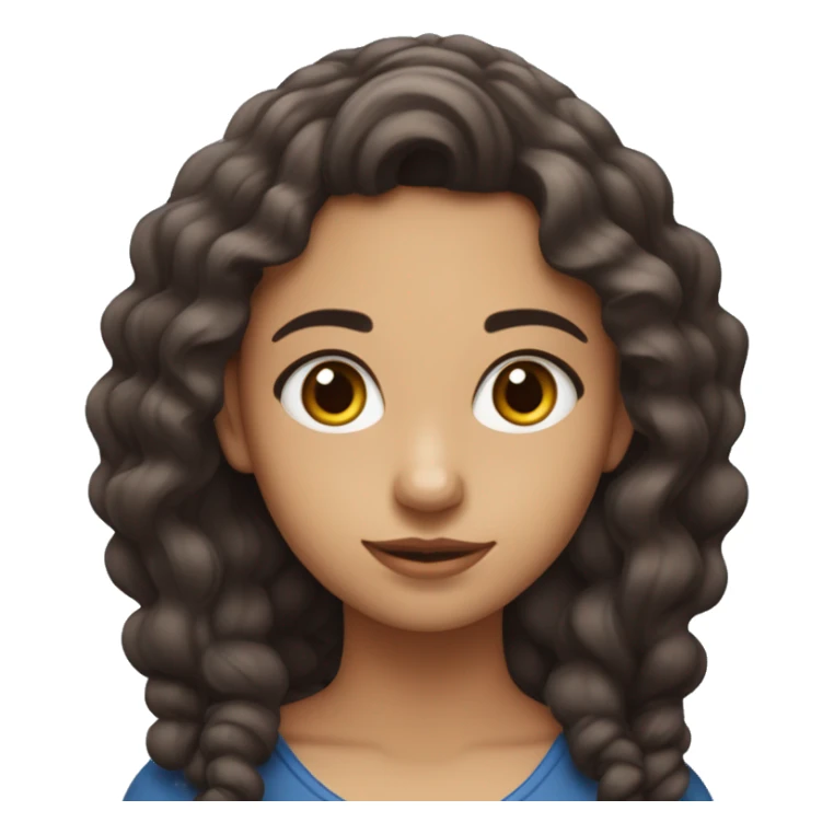 Una chica morena con el pelo marrón rizado y ojos azules sticker