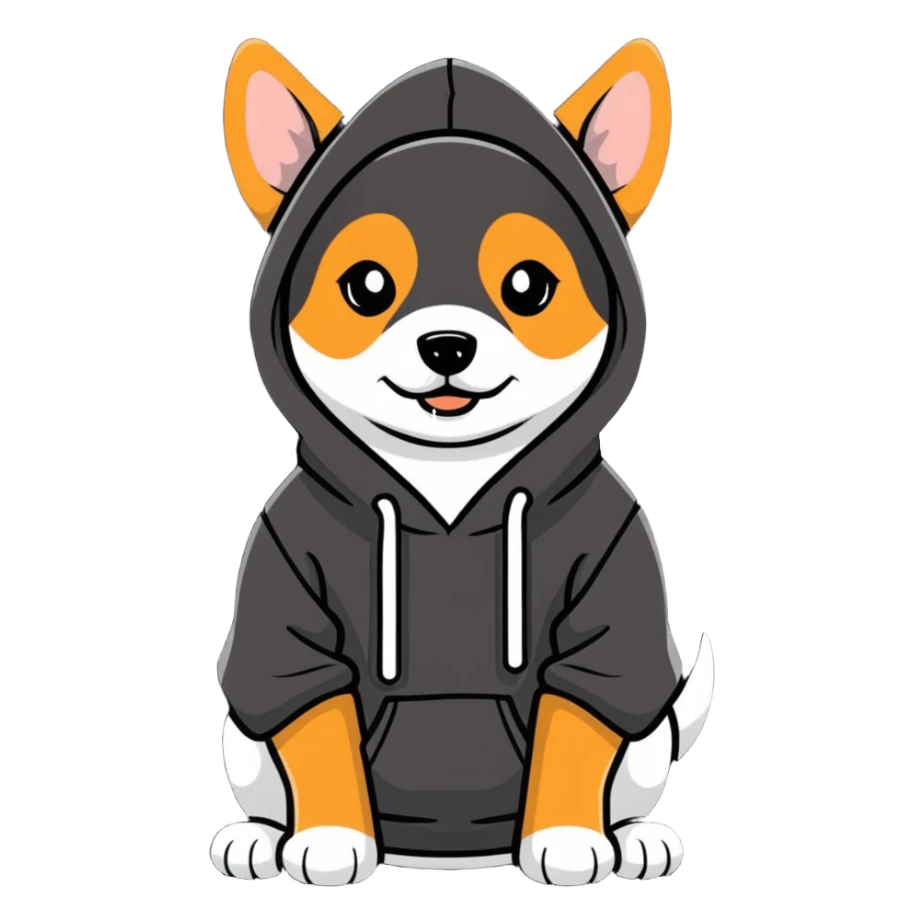 Dog wearing hoodie sticker