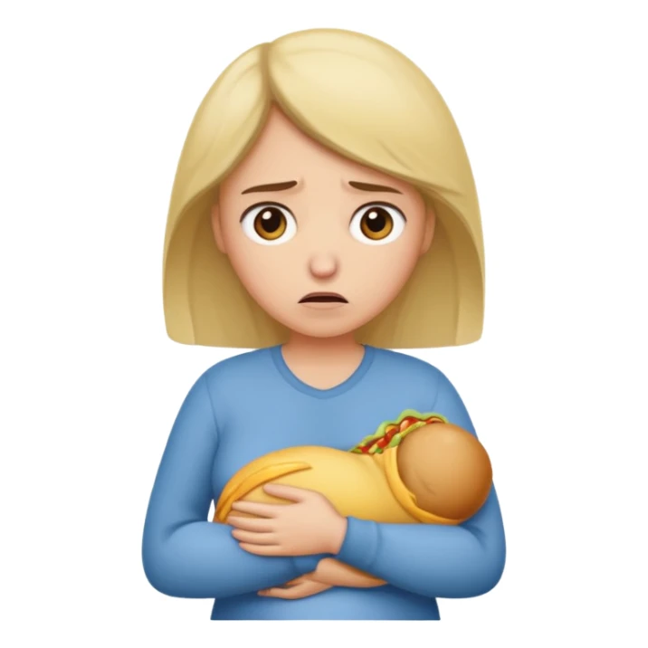 Hungry woman holding stomach because she is hungry sticker