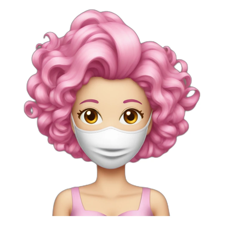 pink hair woman cocktail dress and mask sticker