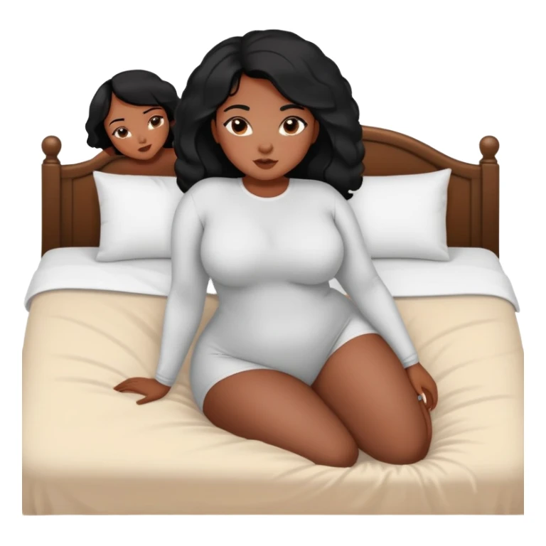 Curvy African American black  hair intimate sfw bed pose sticker