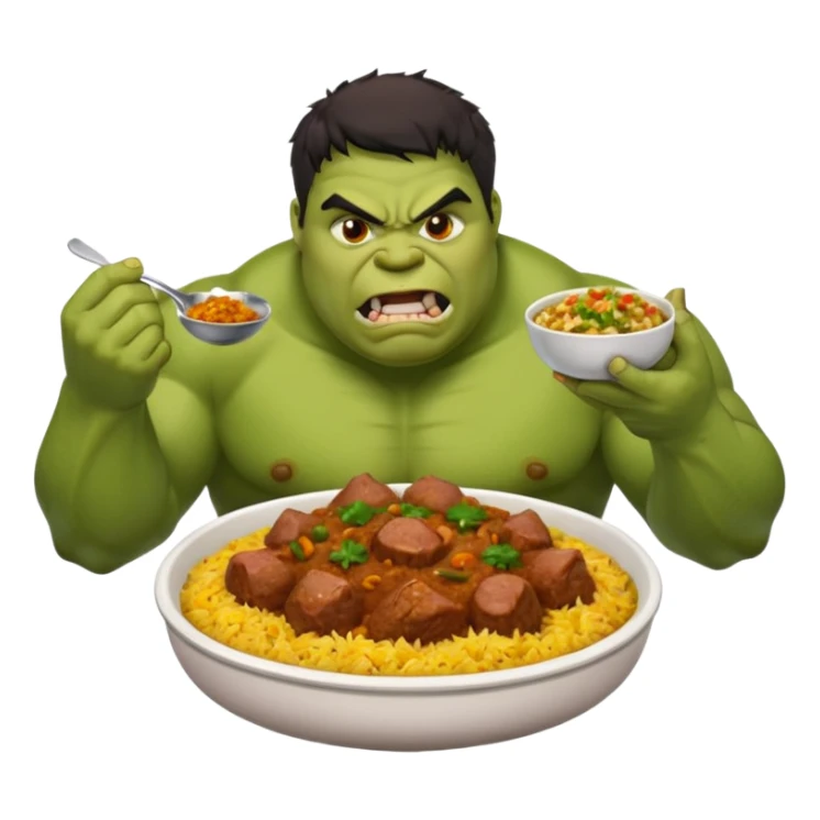 Fat Hulk eating mutton curry biriyani sticker