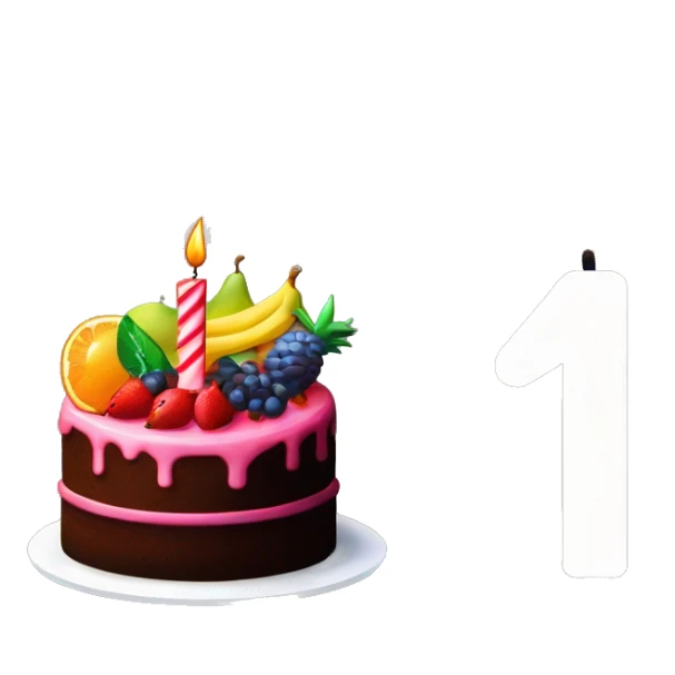 '1', '0' birthday candle on fruits cake sticker