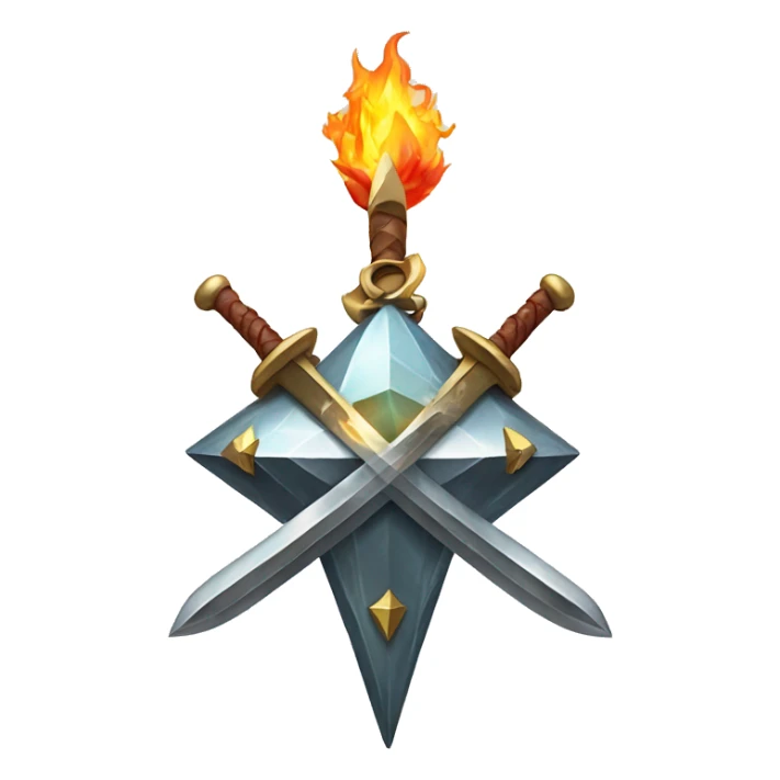 A Diamond star with a Sword on fire in front of  sticker