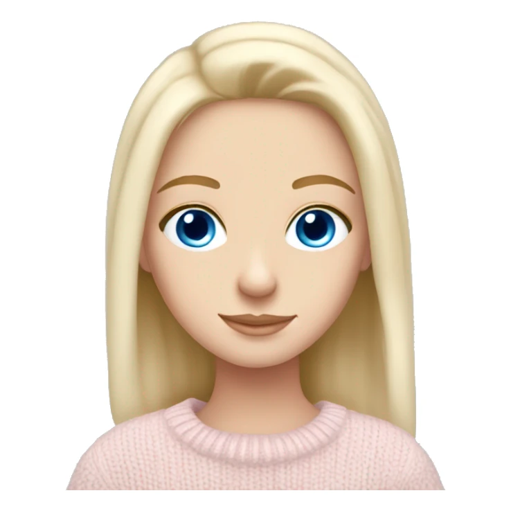 Pretty blue eyed white girl with light pink sweater reading cozy sticker