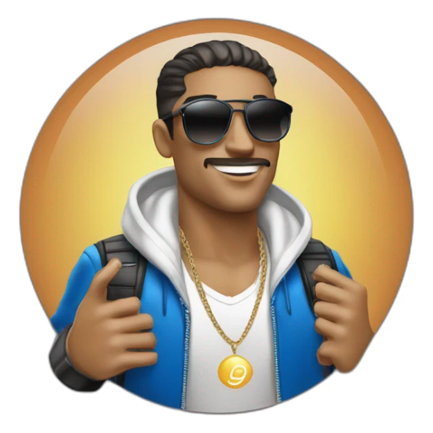 rapper Armando Christian Pérez wearing sunglasses with globe in background sticker