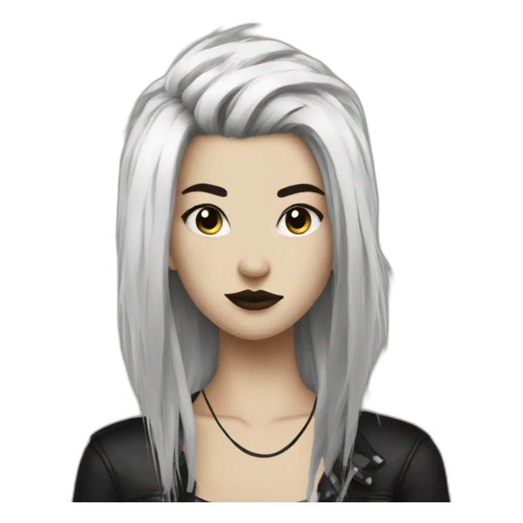 Half black and half white hair punk girl sticker
