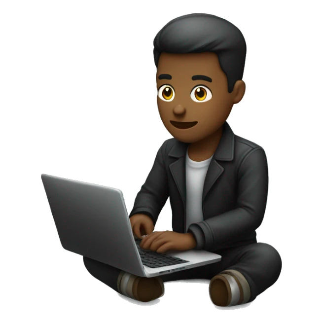 Homme noir assis avec un laptop enrain de coder sticker