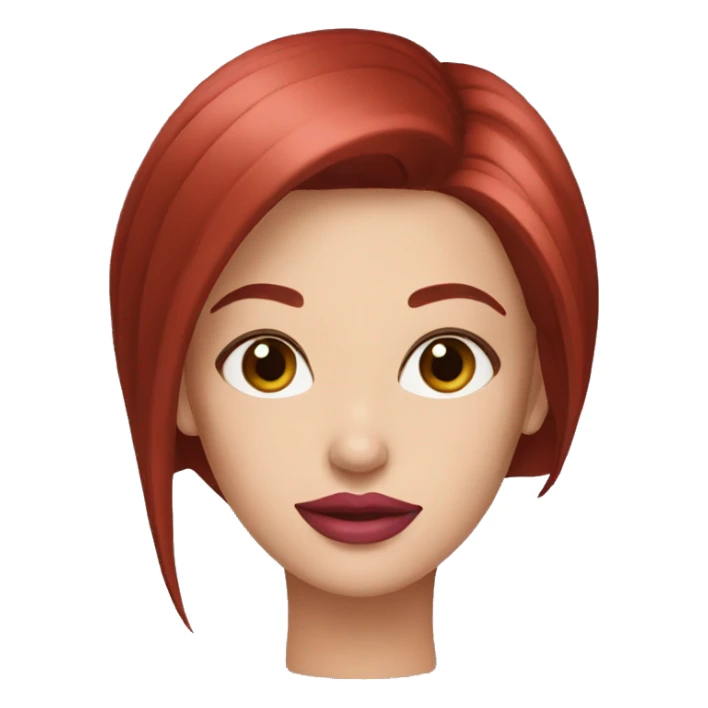 A beautiful woman with straight dark red hair, pink lips, thin lips  sticker