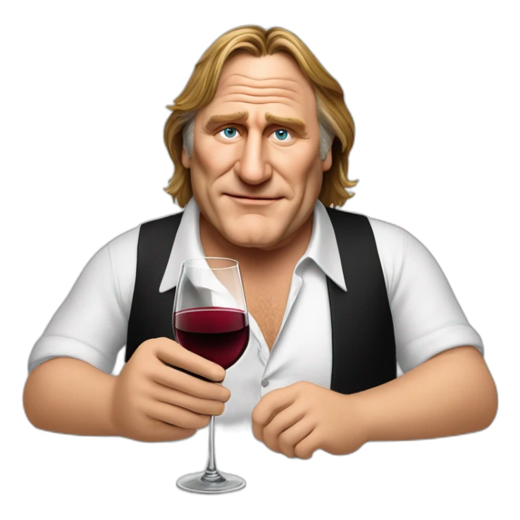 Gérard Depardieu with a glass of wine  sticker